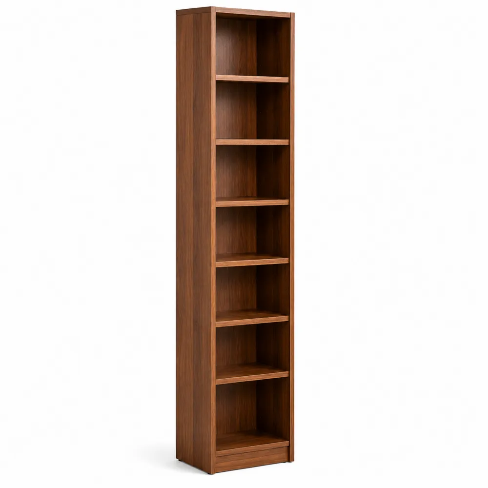 Bibliothèque haute 6 étagères en bois noyer 180cm