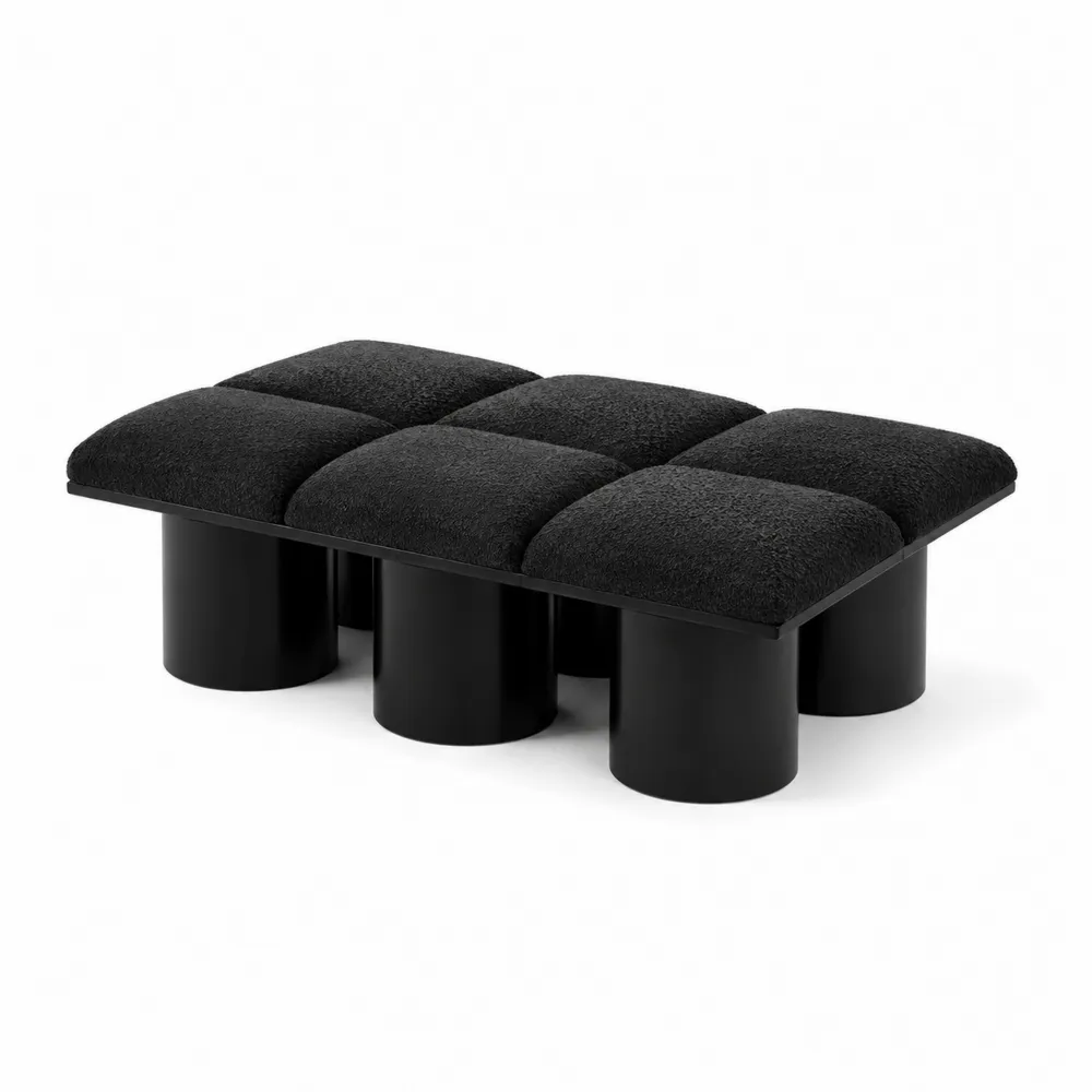 Banc en tissu polyester et base en acier Noir 120x60x40 cm