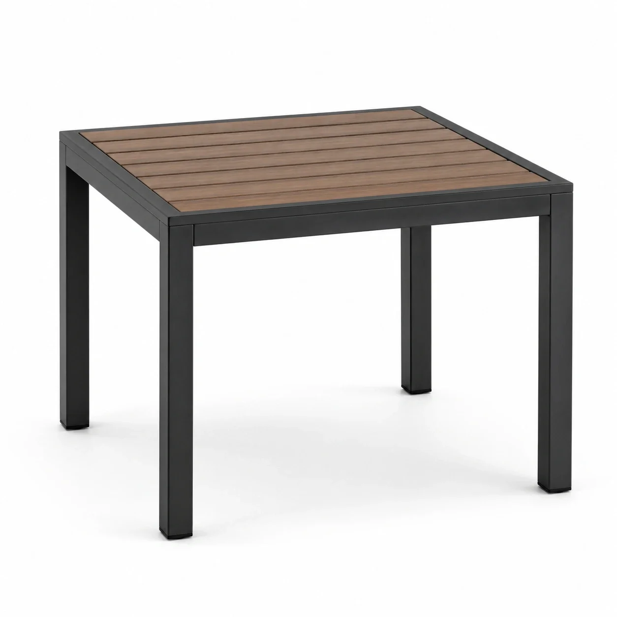 Quadratischer Tisch aus Aluminium und Holz-Polymer 90x90x75 cm