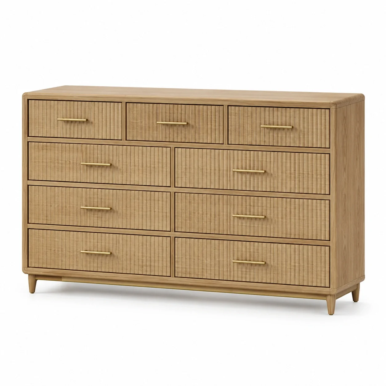 Schubladenschrank mit 10 Schubladen Eichenholz 130cm x 40cm x 80cm Natur