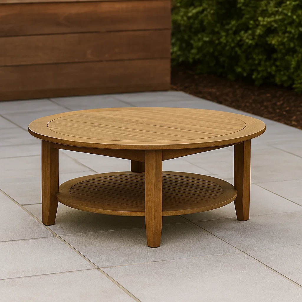 Runder Couchtisch aus Teakholz, Durchmesser 90 cm